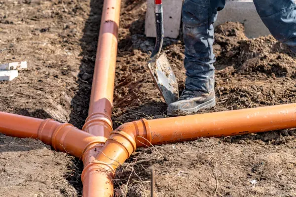 Cracked cast iron drain replaced with new drain line