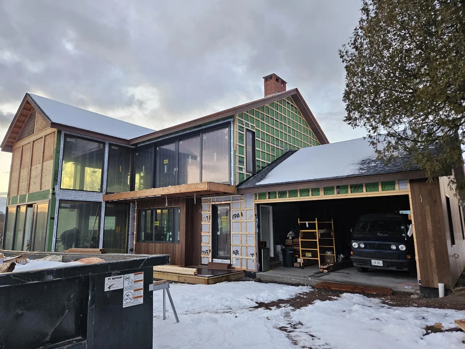 New construction foundation and framing