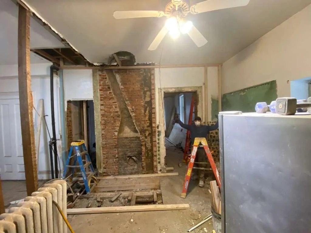 Interior finish work in a residential remodel