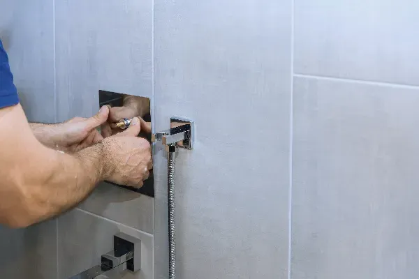 Shower valve roughed in before tile