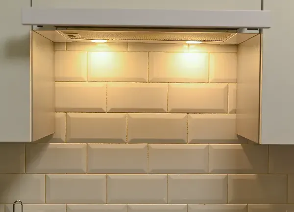 Under cabinet lighting installed in a New York kitchen