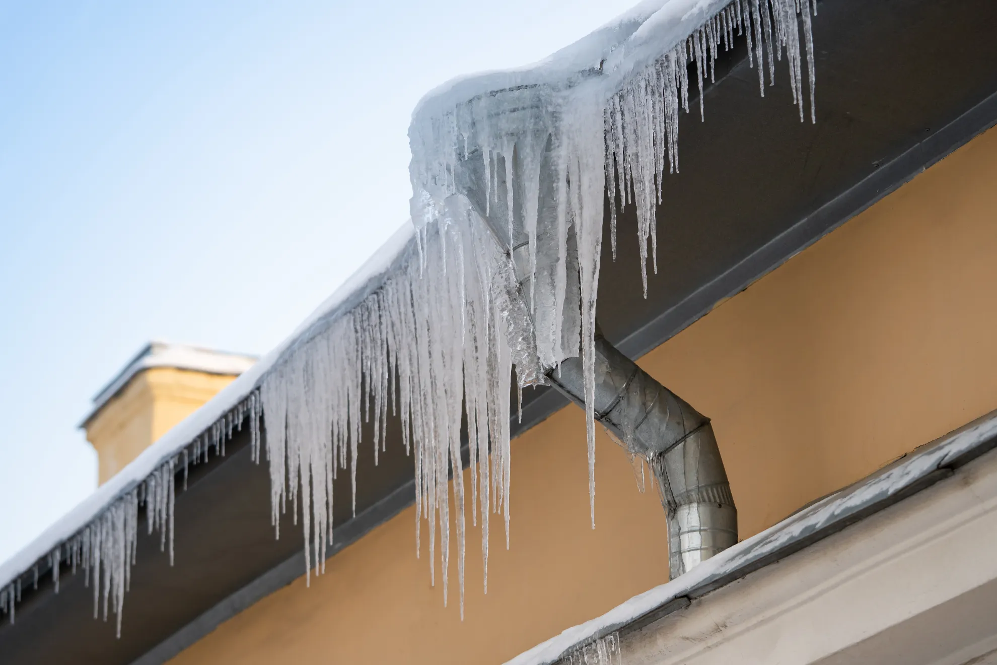 Ice and water shield installed at the eave during roof replacement