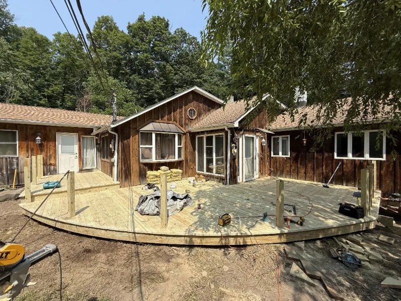 Deck construction for a residential backyard