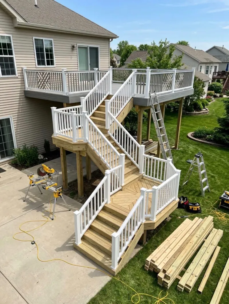 Deck construction completed for a New York homeowner