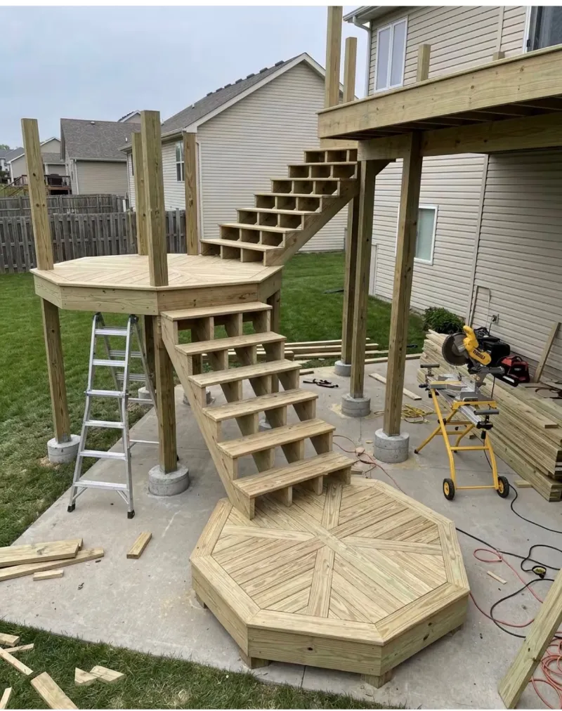 Deck boards installed on a residential deck