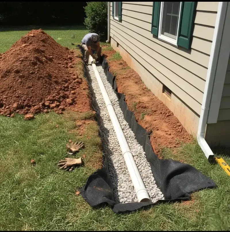 Foundation drainage along a New York home