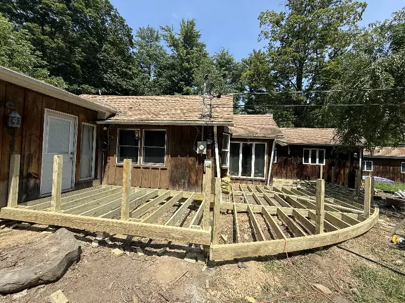 Deck construction on a residential property in New York